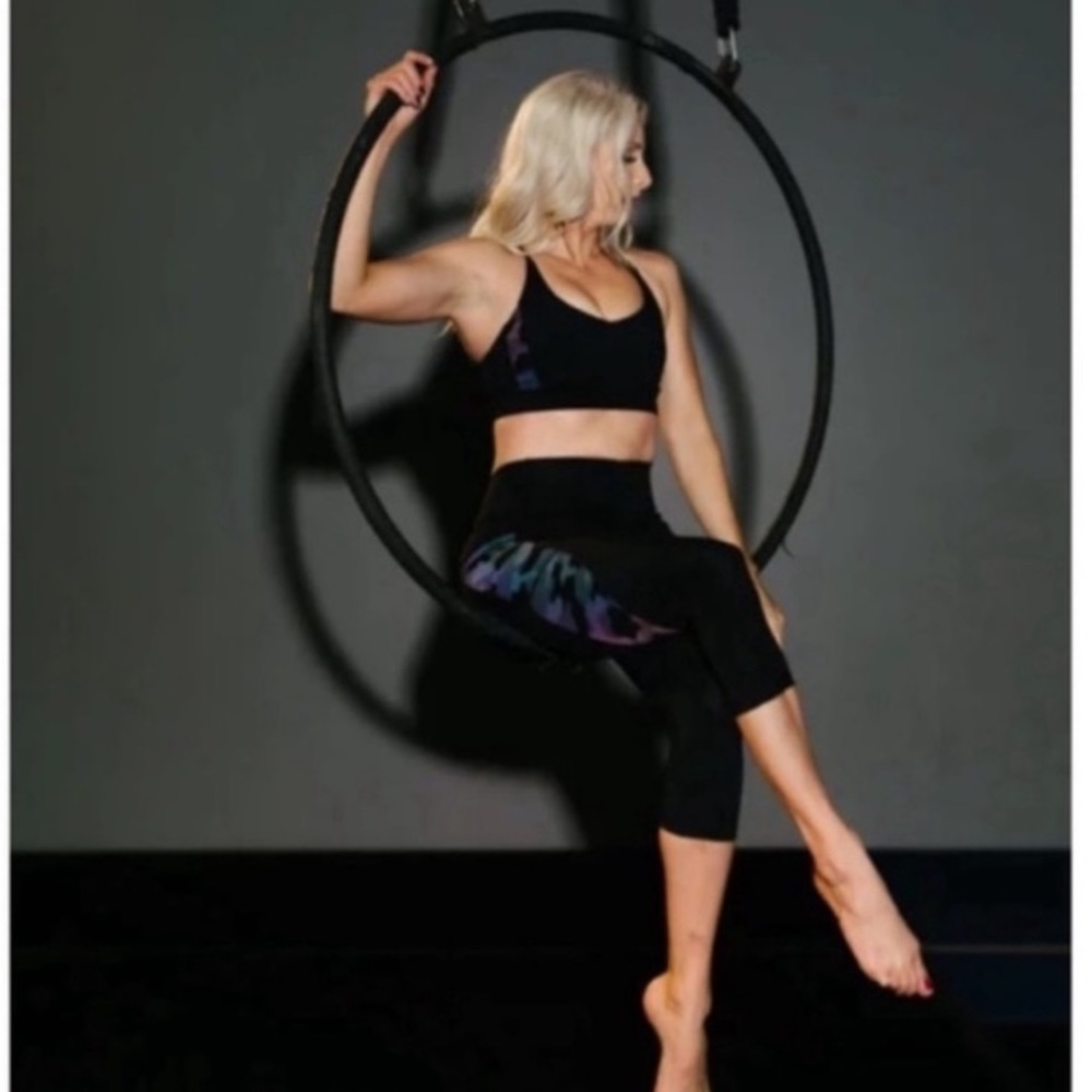Zyia Active Reflective Camo Leggings Black Pocket Brilliant Cropped High Rise